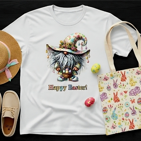 Easter Gnome Happy Easter Tee • Cute Spring Graphic T‑Shirt • Pastel Egg Hunt - Picture 8 of 14